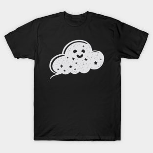 Cute Black And White Smiling Space Cloud T-Shirt